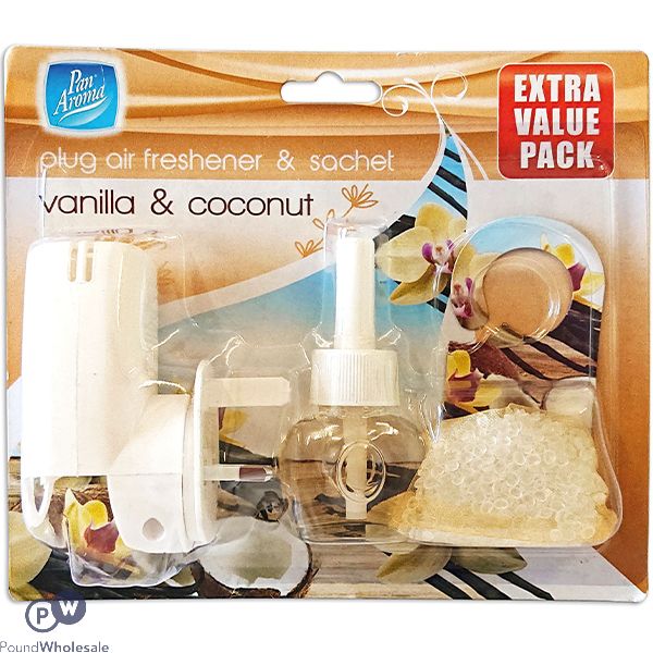 Pan Aroma Plug-in Vanilla & Coconut Air Freshener & Sachet Set