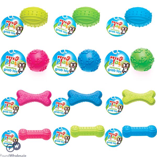 PETS PLAY SQUEAKING GRAB DOG TOY ASSORTED