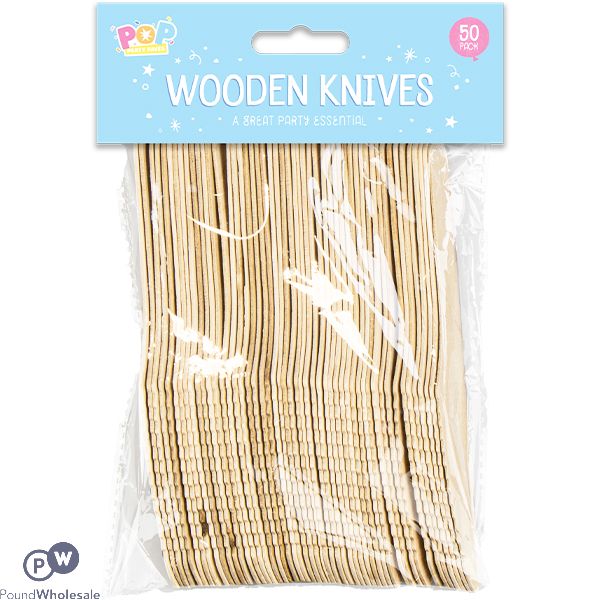 Pop Disposable Wooden Knives 50 Pack