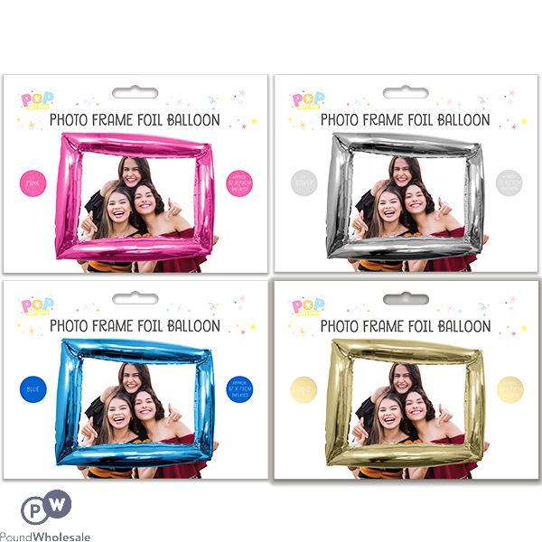 Pop Metallic Giant Photo Frame Foil Balloon 87cm X 73cm Assorted Colours