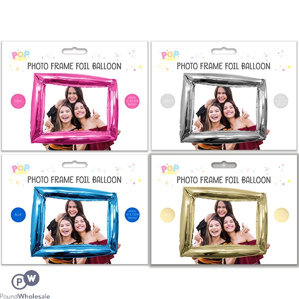 POP METALLIC GIANT PHOTO FRAME FOIL BALLOON 87CM X 73CM ASSORTED COLOURS