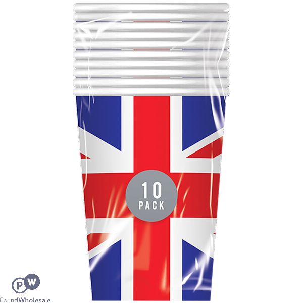 Pop Union Jack Printed Paper Cups 270ml 10 Pack