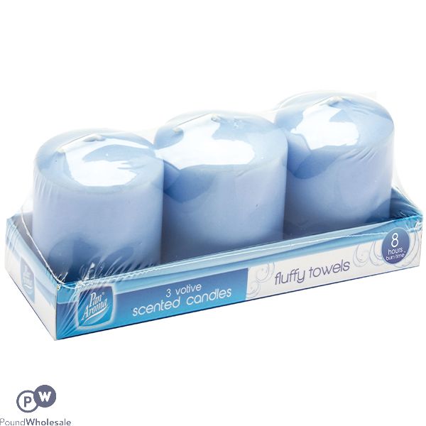 PAN AROMA FLUFFY TOWELS VOTIVE SCENTED CANDLES 3 PACK