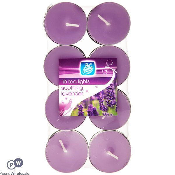 PAN AROMA SOOTHING LAVENDER TEA LIGHT CANDLES 16 PACK