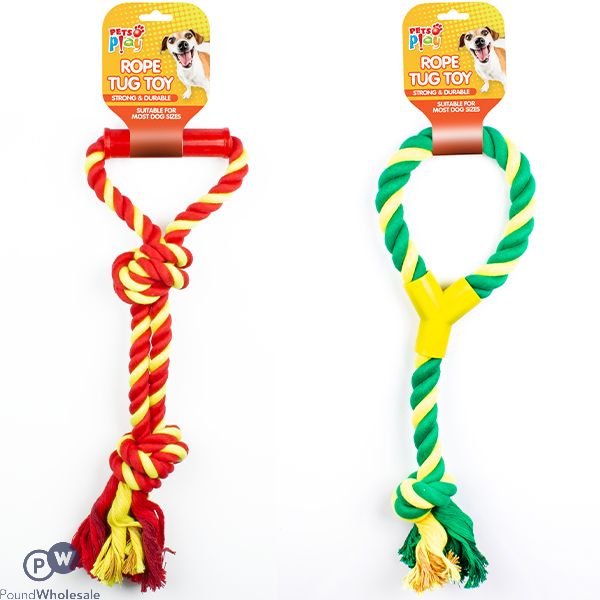 PETS PLAY LARGE ROPE TUG DOG TOY ASSORTED