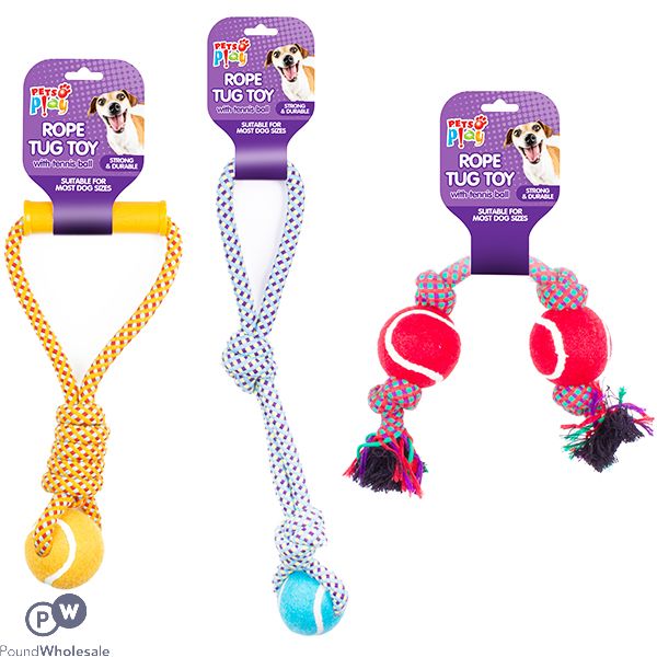 Pets Play Large Rope Tennis Ball Dog Toy Assorted