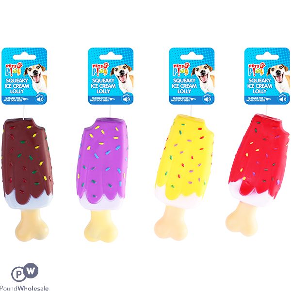 Pets Play Squeaky Ice Cream Lolly Dog Toy Assorted Colours