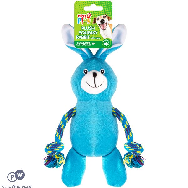 Pets Play Plush Squeaky Rabbit With Rope Dog Toy