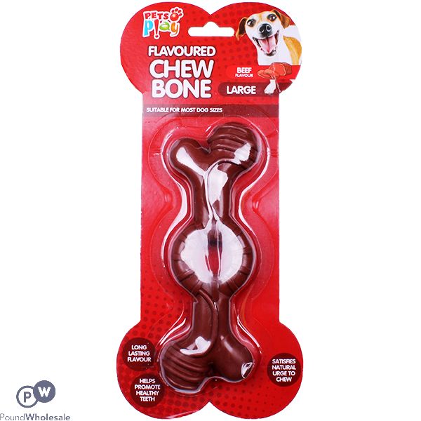 Pets Play Meat Flavoured Dog Chew Bone Large Assorted