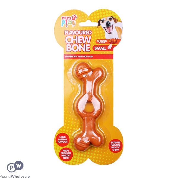 PETS PLAY MEAT FLAVOURED DOG CHEW BONE LARGE ASSORTED