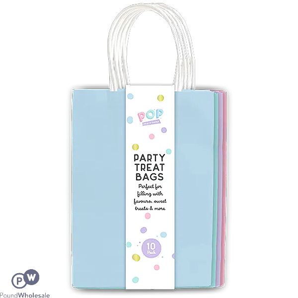 Pop Pastel Paper Party Treat Bags 10 Pack Assorted Colours