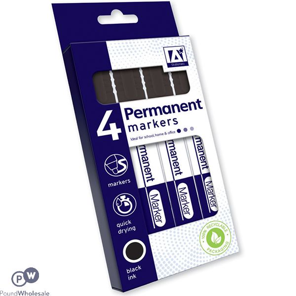 PERMANENT MARKERS BLACK 4 PACK