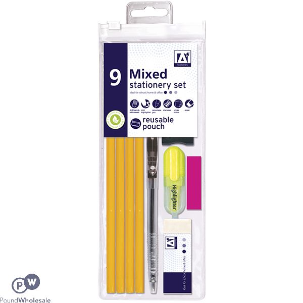 MIXED STATIONERY SET 9PC