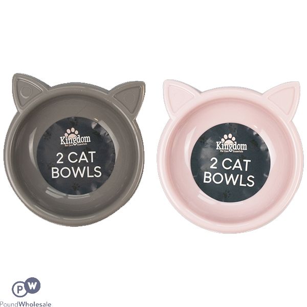 KINGDOM TRENDY CAT BOWL 17CM ASSORTED COLOURS 2 PACK