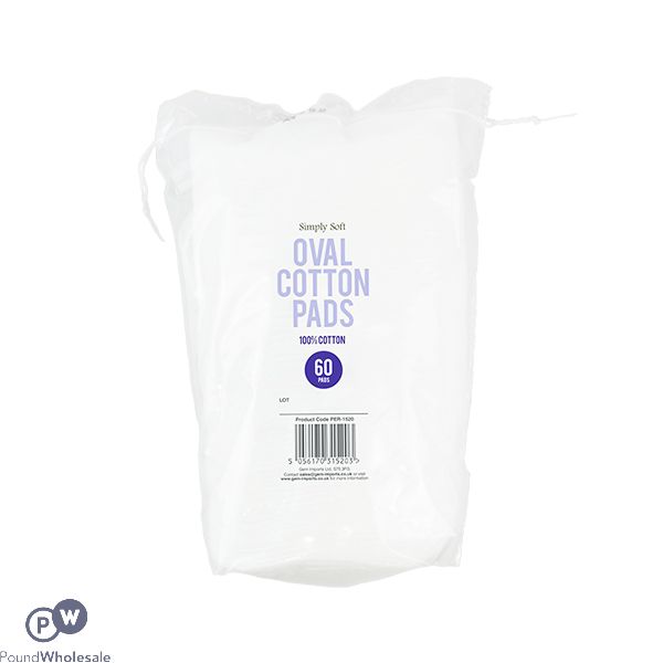 Simply Soft Oval 100% Cotton Pads 60 Pack
