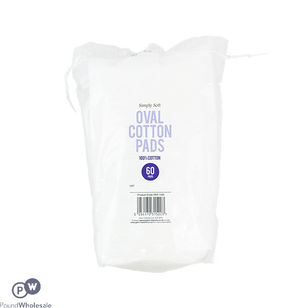 SIMPLY SOFT OVAL 100% COTTON PADS 60 PACK