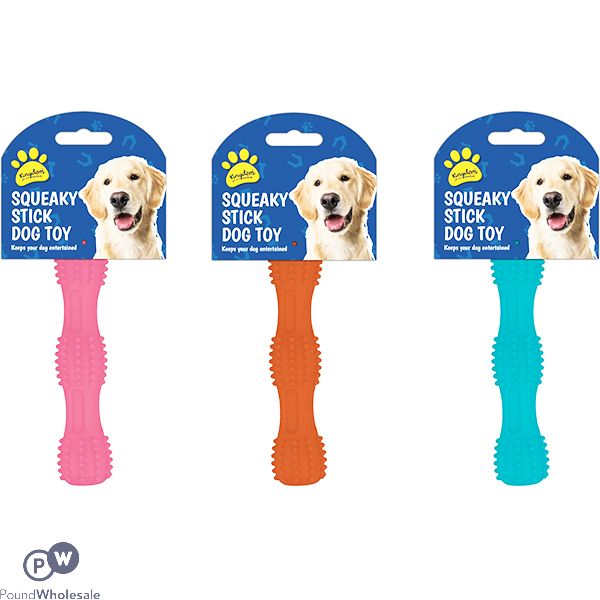 Kingdom Squeaky Stick Dog Toy Assorted Colours