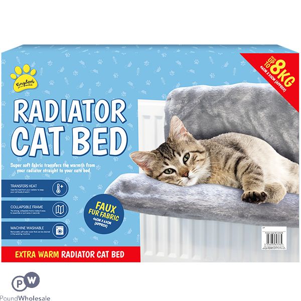 KINGDOM FAUX FUR CAT RADIATOR BED 46CM X 30CM