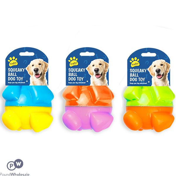 KINGDOM SQUEAKY BALL DOG TOY ASSORTED COLOURS