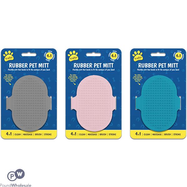 Kingdom 4-in-1 Rubber Pet Mitt Assorted Colours