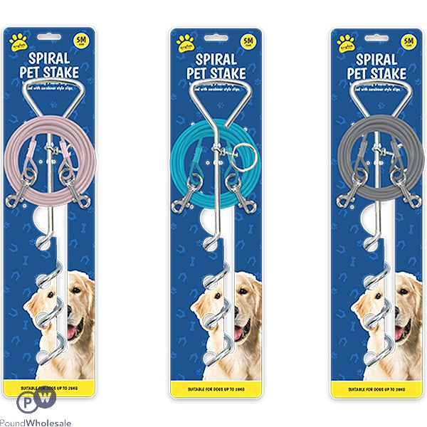 Kingdom Spiral Pet Stake 5m Assorted Colours