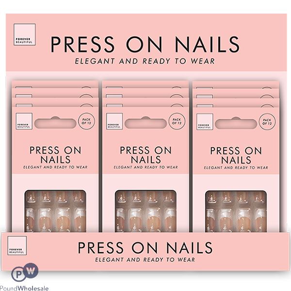 Forever Beautiful Press-on Nails 12 Pack Cdu Assorted Sizes