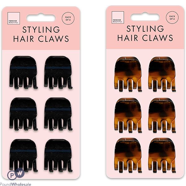 Forever Beautiful Styling Hair Claws 6 Pack Assorted Colours