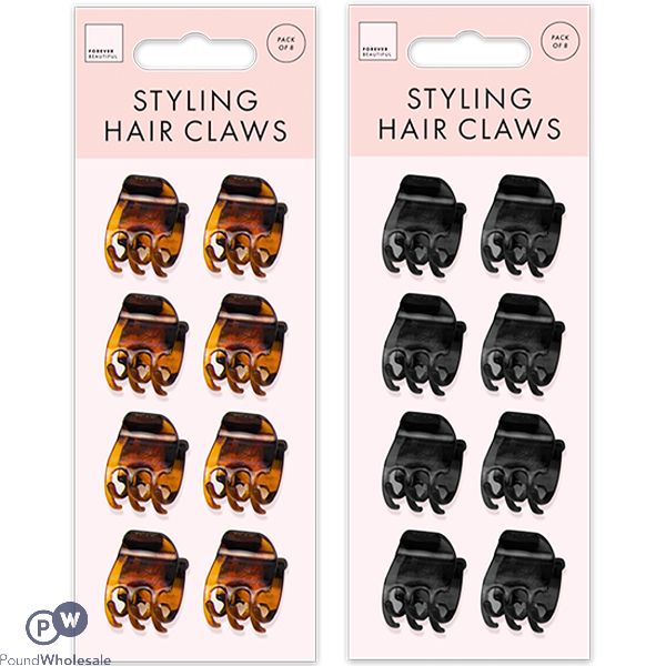 Forever Beautiful Small Styling Hair Claws 8 Pack Assorted Colours