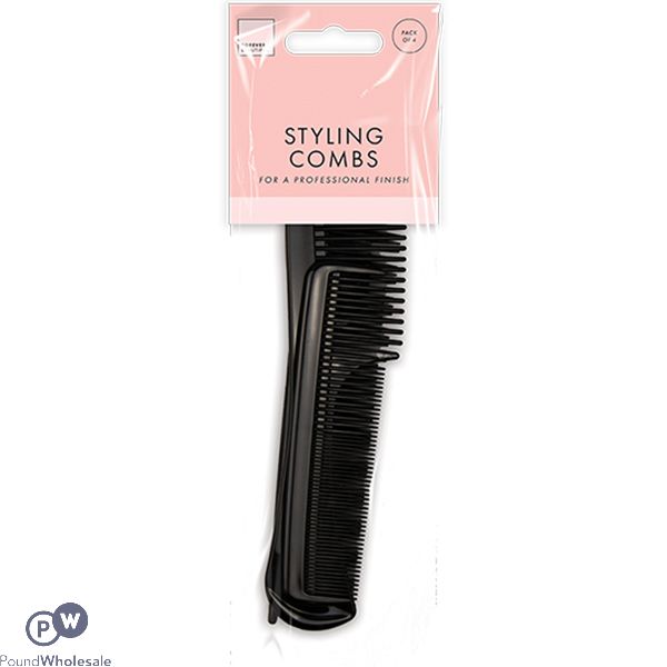 Forever Beautiful Assorted Black Styling Combs 4 Pack