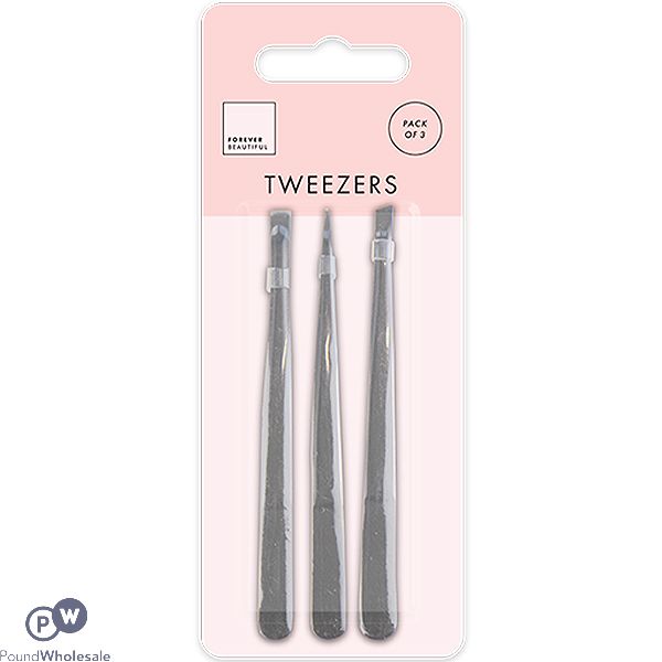 Forever Beautiful Assorted Tweezers 3 Pack