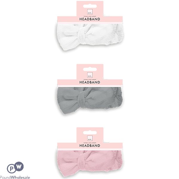 Forever Beautiful Toweling Bow Wrap Headband Assorted Colours