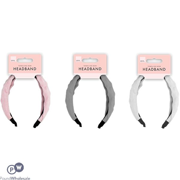 Forever Beautiful Toweling Bow Headband Assorted Colours
