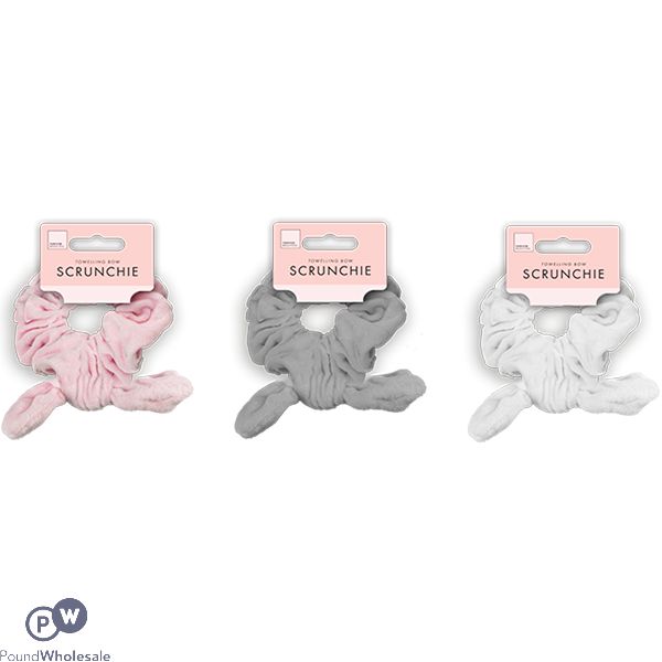 Forever Beautiful Toweling Bow Scrunchie Assorted Colours