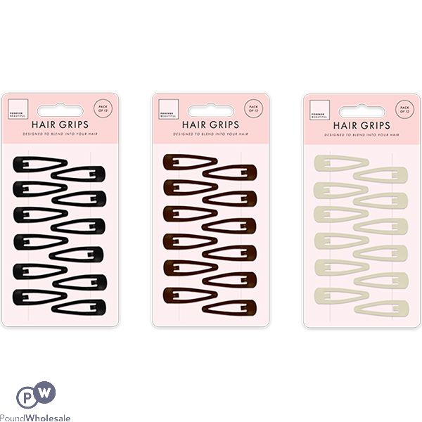 Forever Beautiful Large Hair Grips 12 Pack Assorted Colours