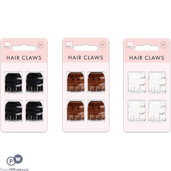 Forever Beautiful Small Hair Claws 4 Pack Assorted Colours