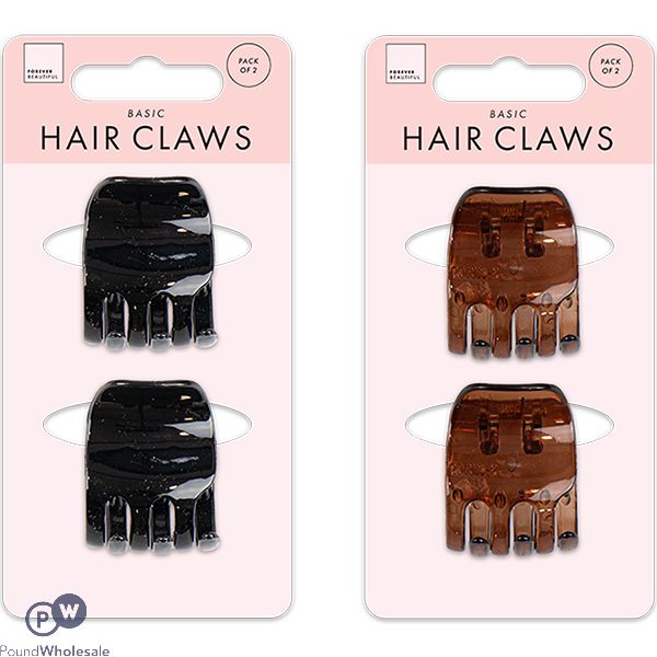 Forever Beautiful Basic Hair Claws 2 Pack Assorted Colours