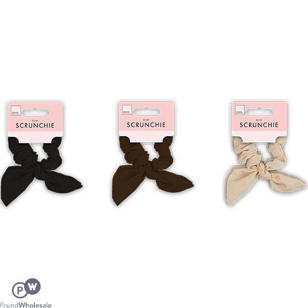 Forever Beautiful Textured Fabric Scrunchie With Bow Assorted Colours