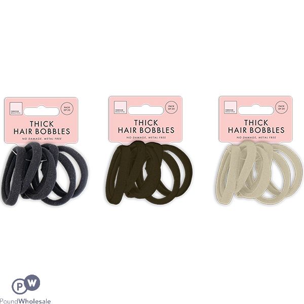 Forever Beautiful Large Thick Rolled Hair Bobbles 20 Pack Assorted Colours