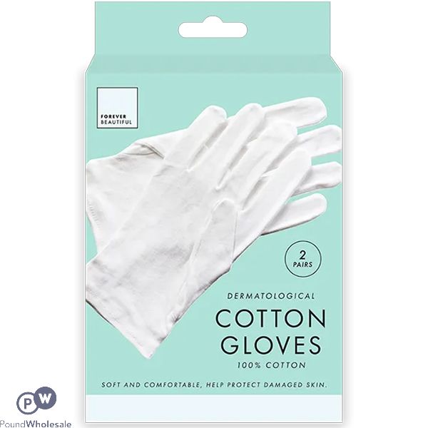 Forever Beautiful Dermatological White Cotton Gloves 2 Pack