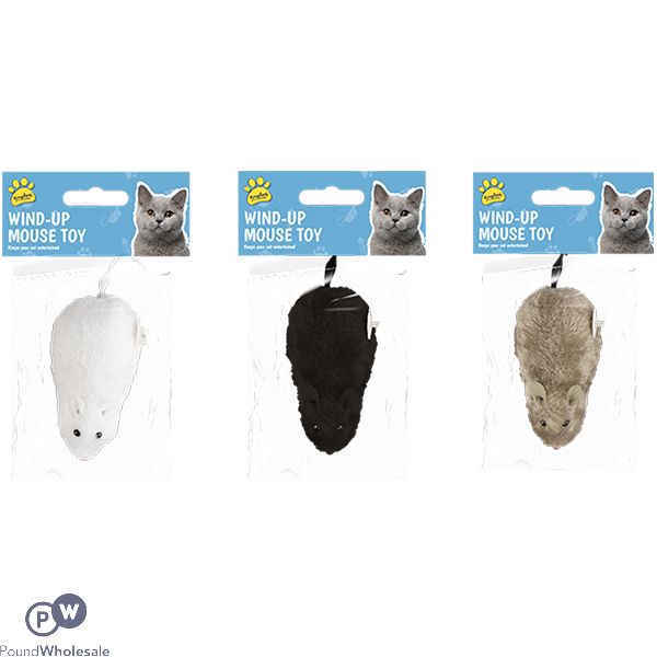 Kingdom Wind-up Mouse Cat Toy 17cm Assorted Colours