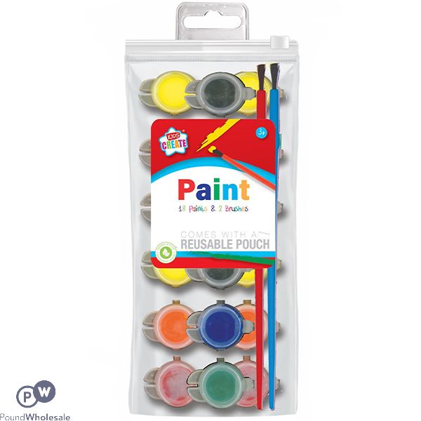 Kids Create Assorted Paint & Paint Brush Set 20pc