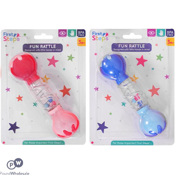 First Steps Dumbbell Rattle Baby Toy Assorted Colours
