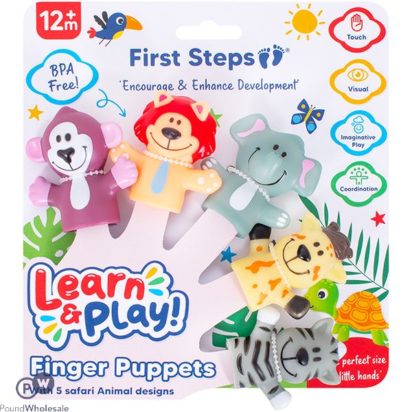 First Steps Animal Hand Puppets Baby Bath Toys 5 Pack