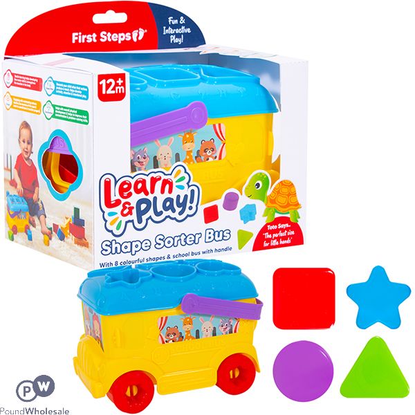 First Steps Shape Sorter School Bus Baby Play Set 12m+
