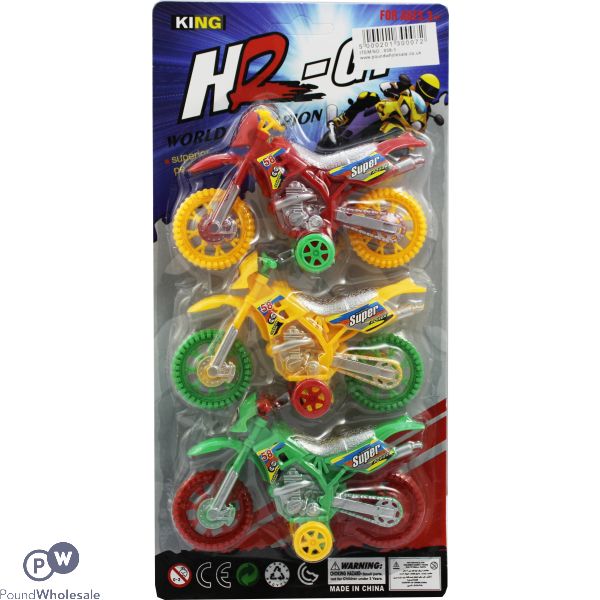 Hr-gt Pull Back Motorcycles 28.5cm X 14cm 3 Pack