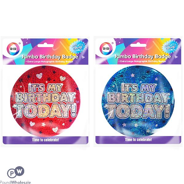 DID JUMBO BIRTHDAY BADGE ASSORTED COLOURS