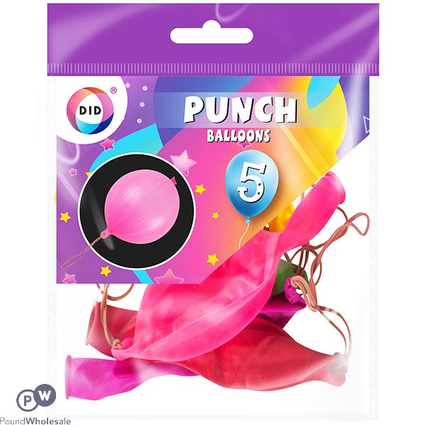 DID PUNCH BALLOONS ASSORTED COLOUR 5 PACK