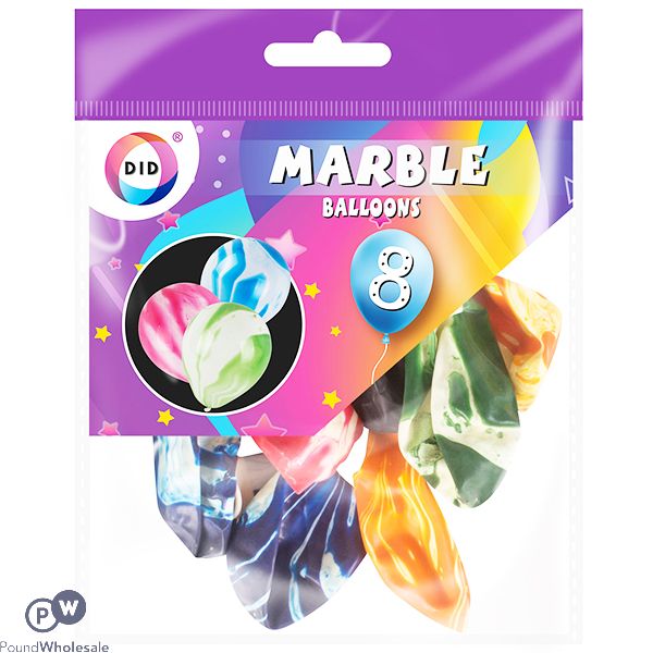 DID MARBLE BALLOONS ASSORTED 8 PACK