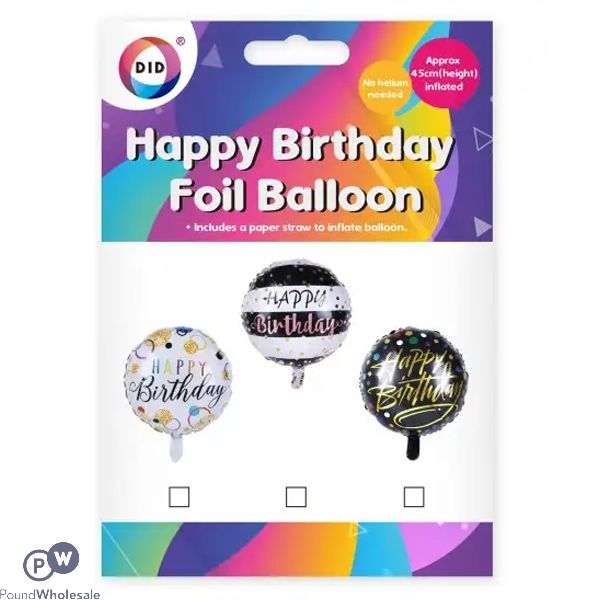 DID Giant Happy Birthday Foil Balloon 45cm Assorted