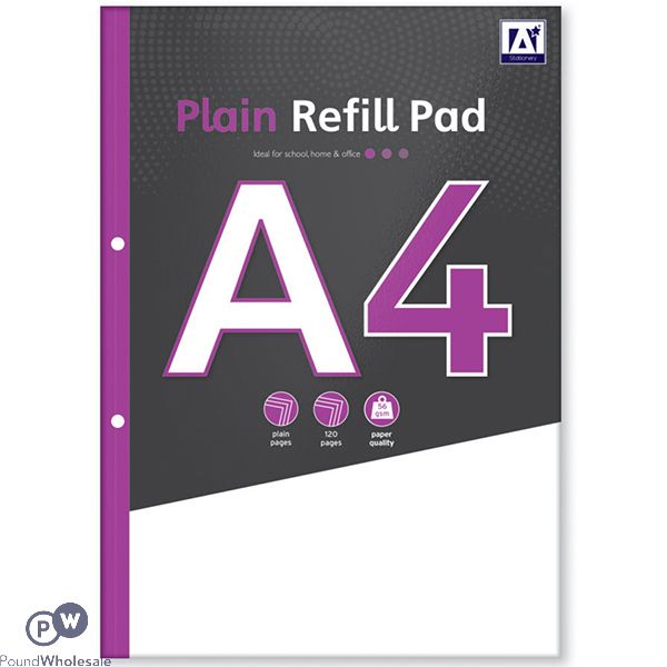 A4 PLAIN REFILL PAD 56GSM 120 PAGES